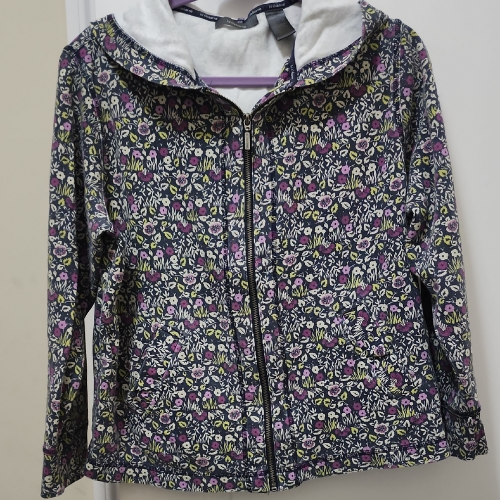 LIZ CLAIBORNE Floral Hooded Jacket Size XL